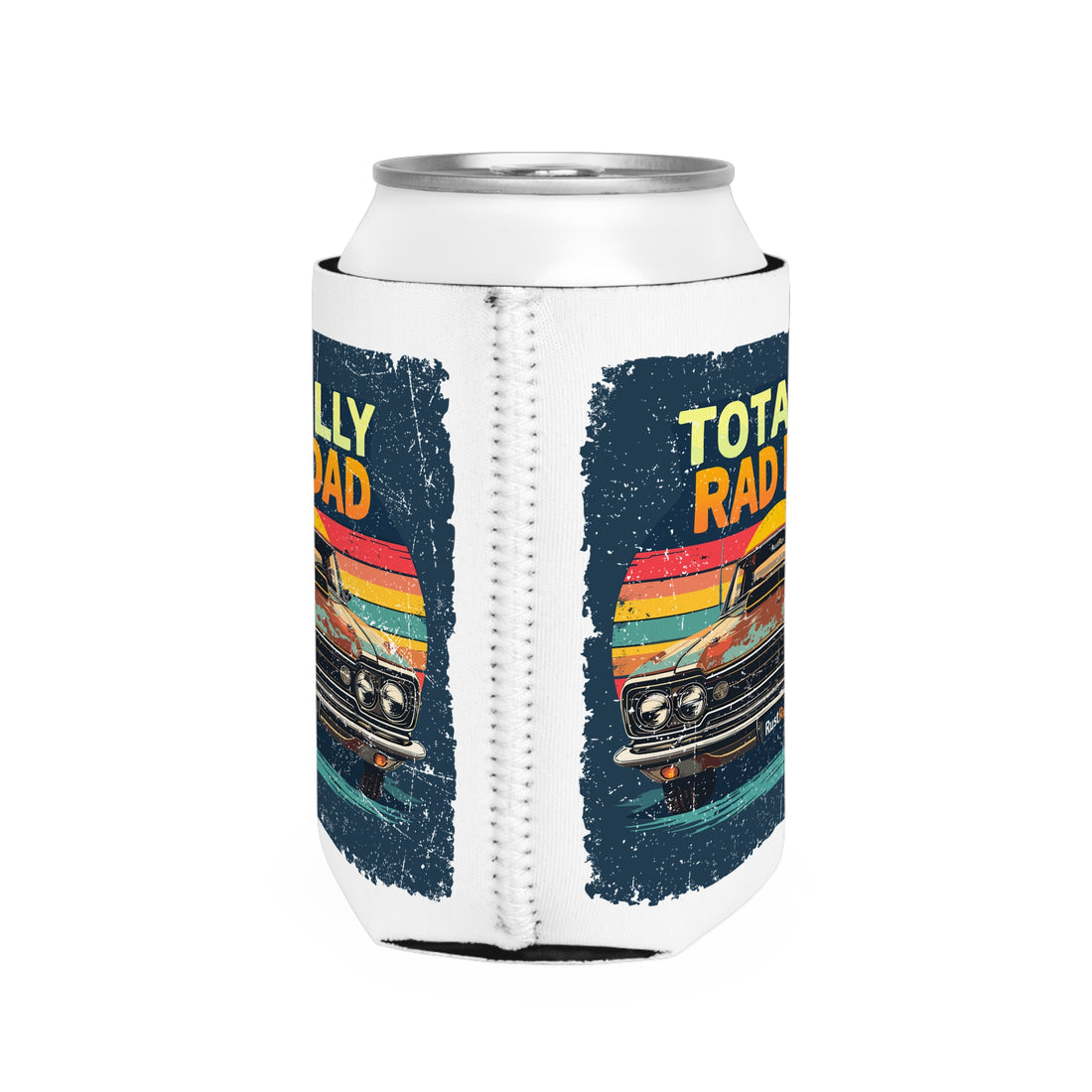 Totally Rad Dad Can Cooler Sleeve - Vintage Car Design for Outdoor Fun