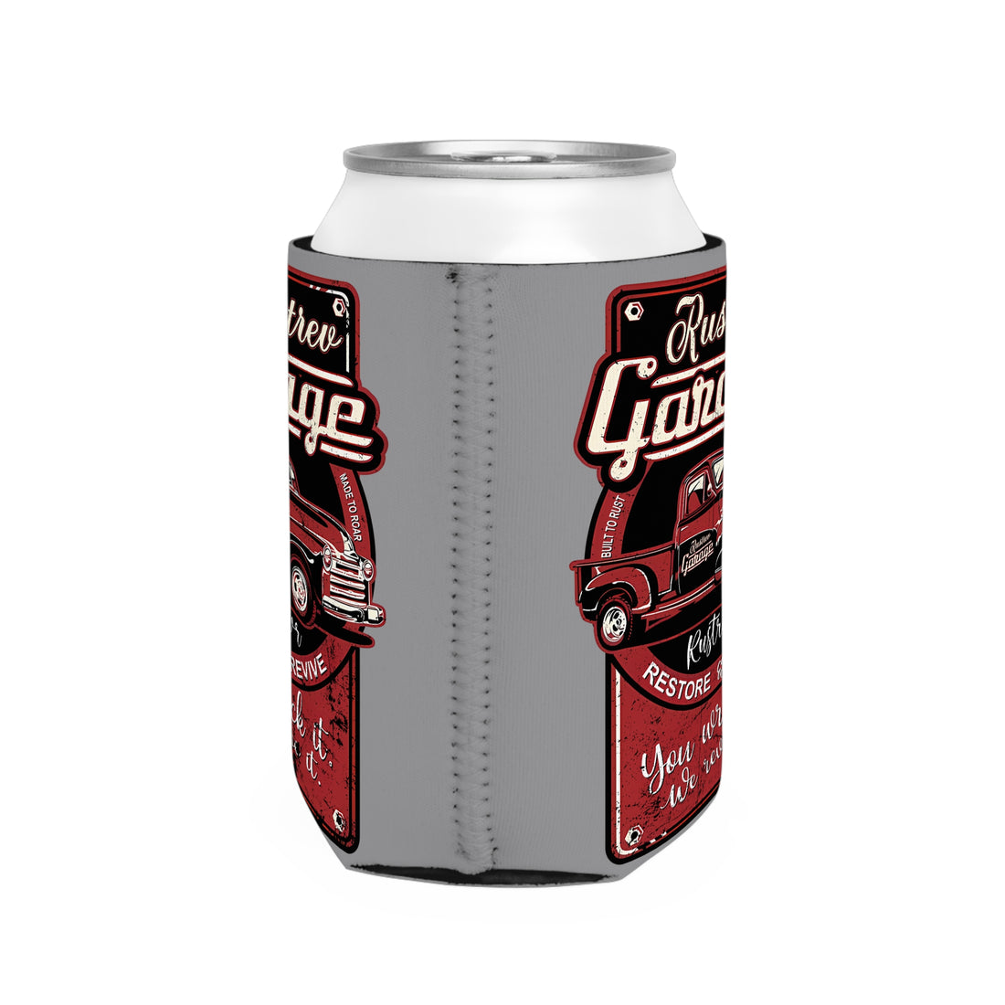 Rustrev Garage Can Cooler Sleeve - Vintage Truck Design for Auto Enthusiasts