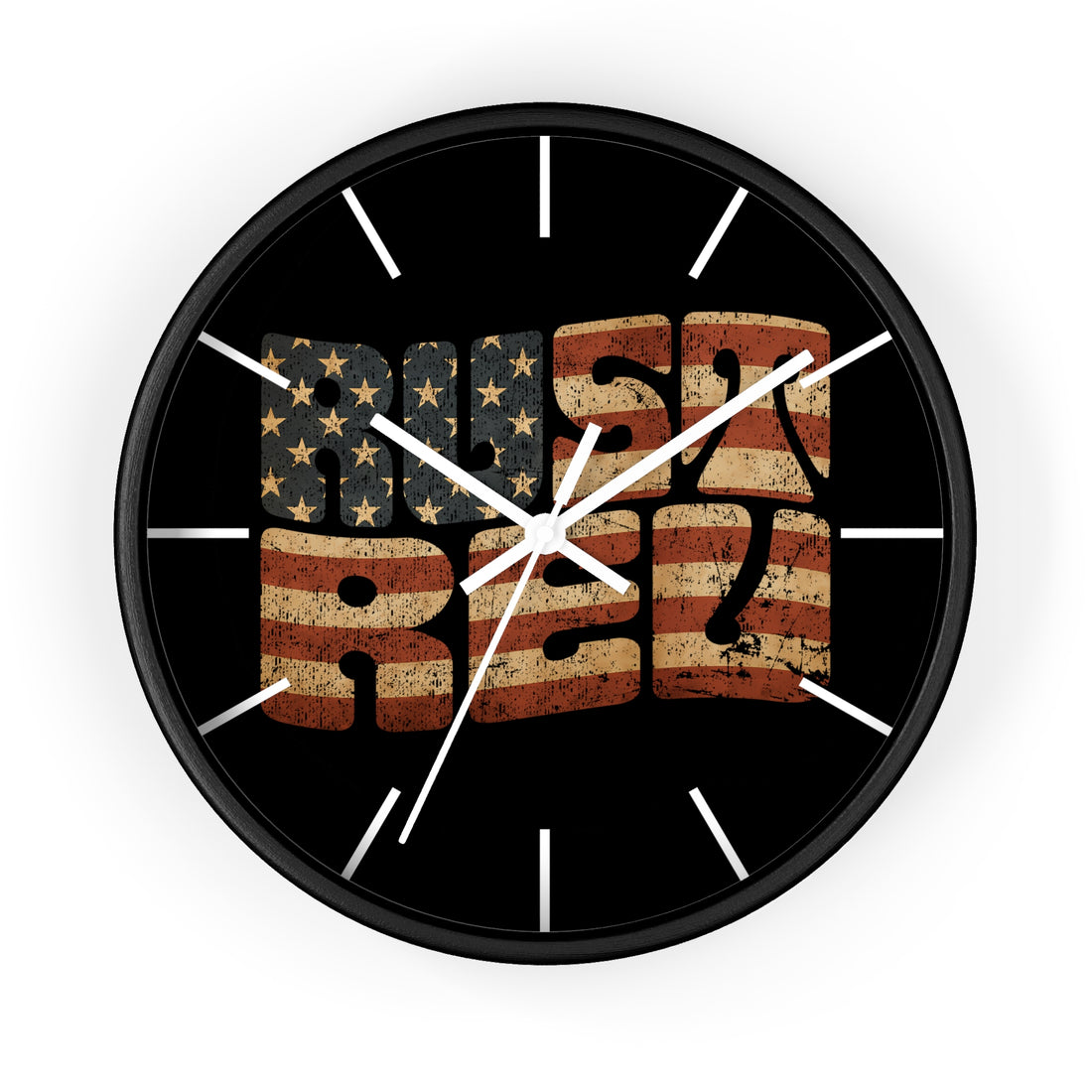 Rustic Logo Wall Clock - American Flag Design