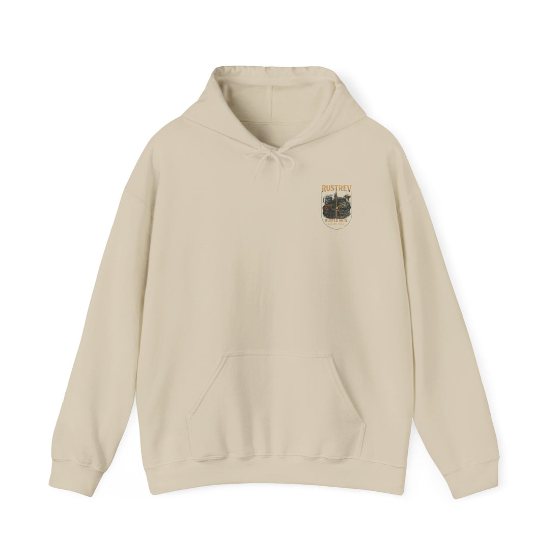 Vintage-Inspired Unisex Hooded Sweatshirt - Rusted Skin Design