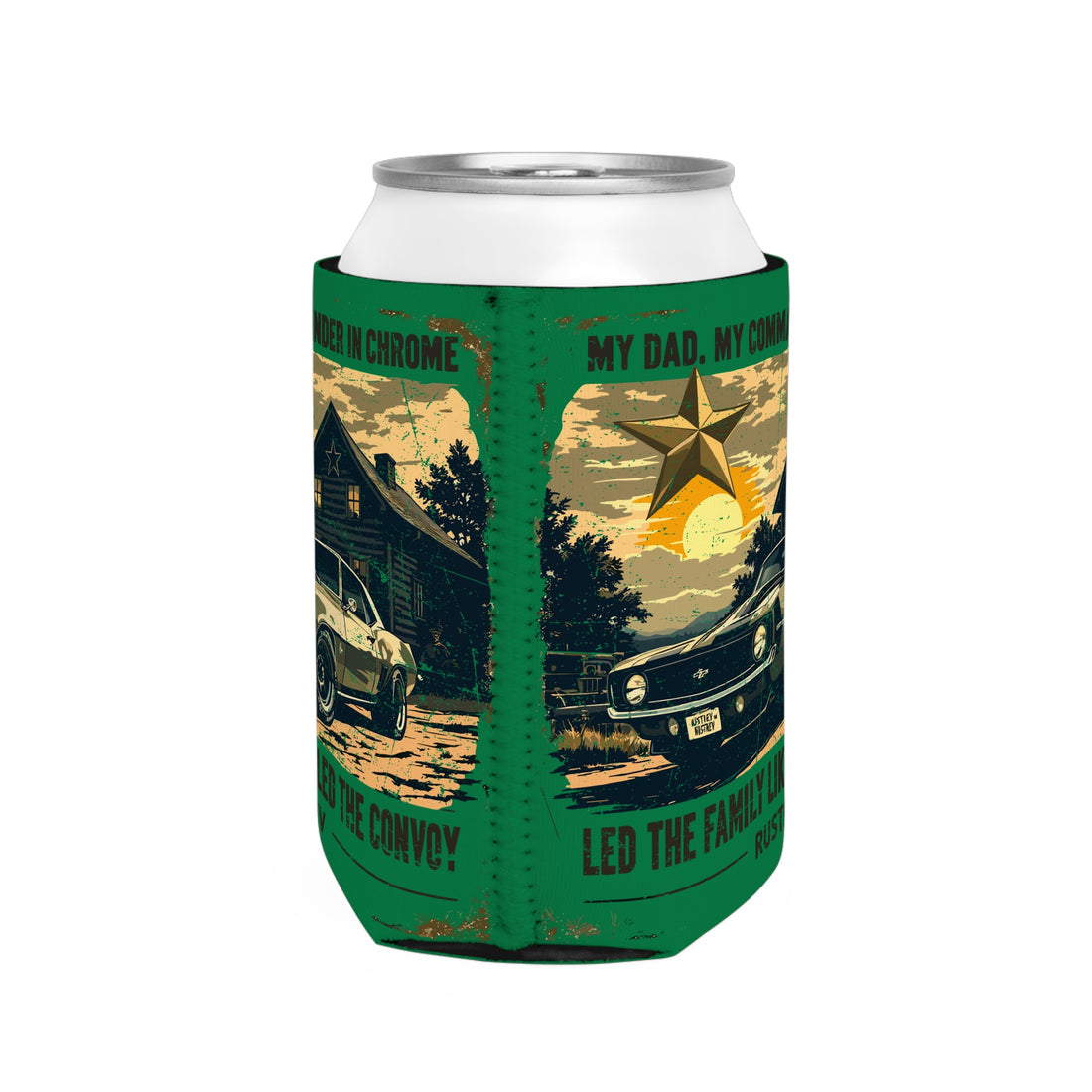 Vintage Car Can Cooler Sleeve - My Dad, My Commander in Chrome - Perfect for Father's Day & Car Enthusiasts