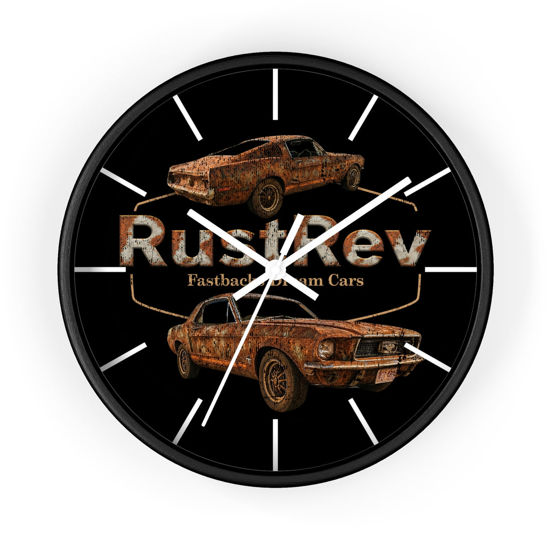 RustRev Vintage Car Wall Clock - Classic Fastback Design for Car Enthusiasts