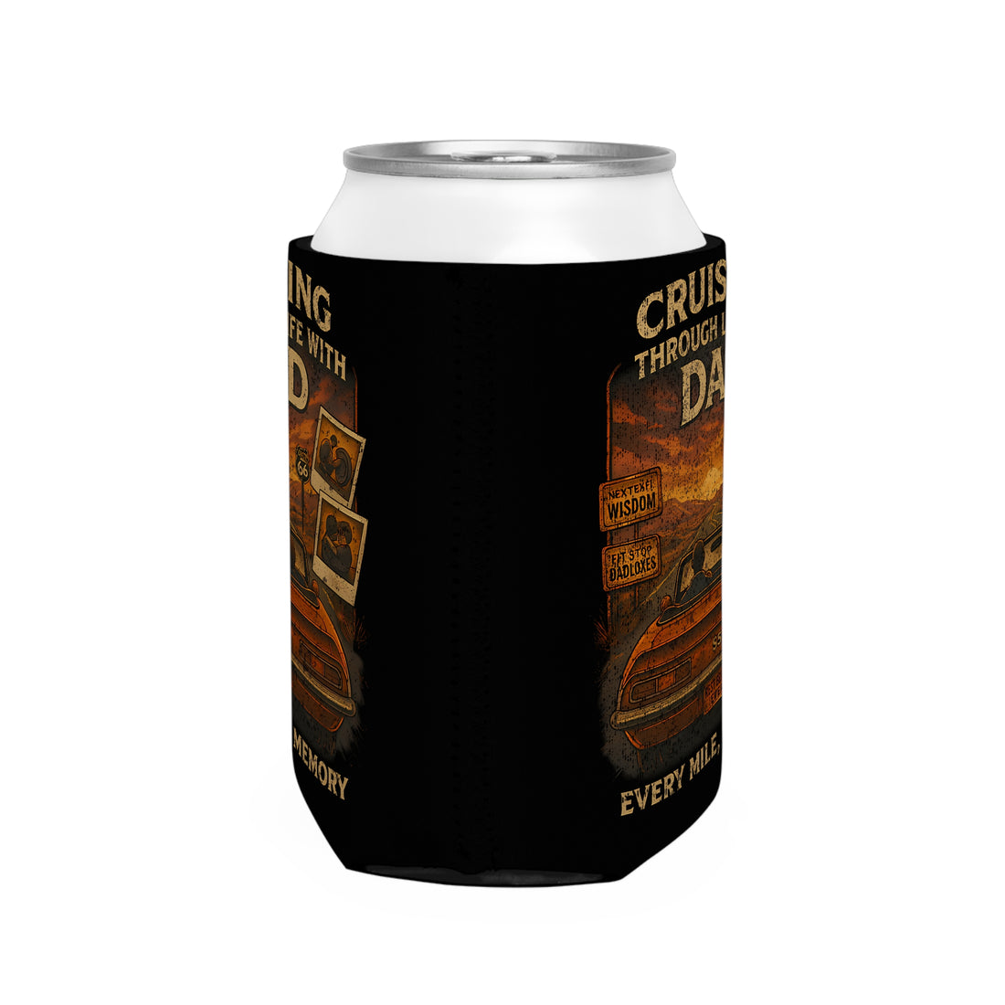 Vintage Dad Can Cooler Sleeve - "Cruising Through Life with Dad" - Perfect Gift for Father's Day & Family Adventures
