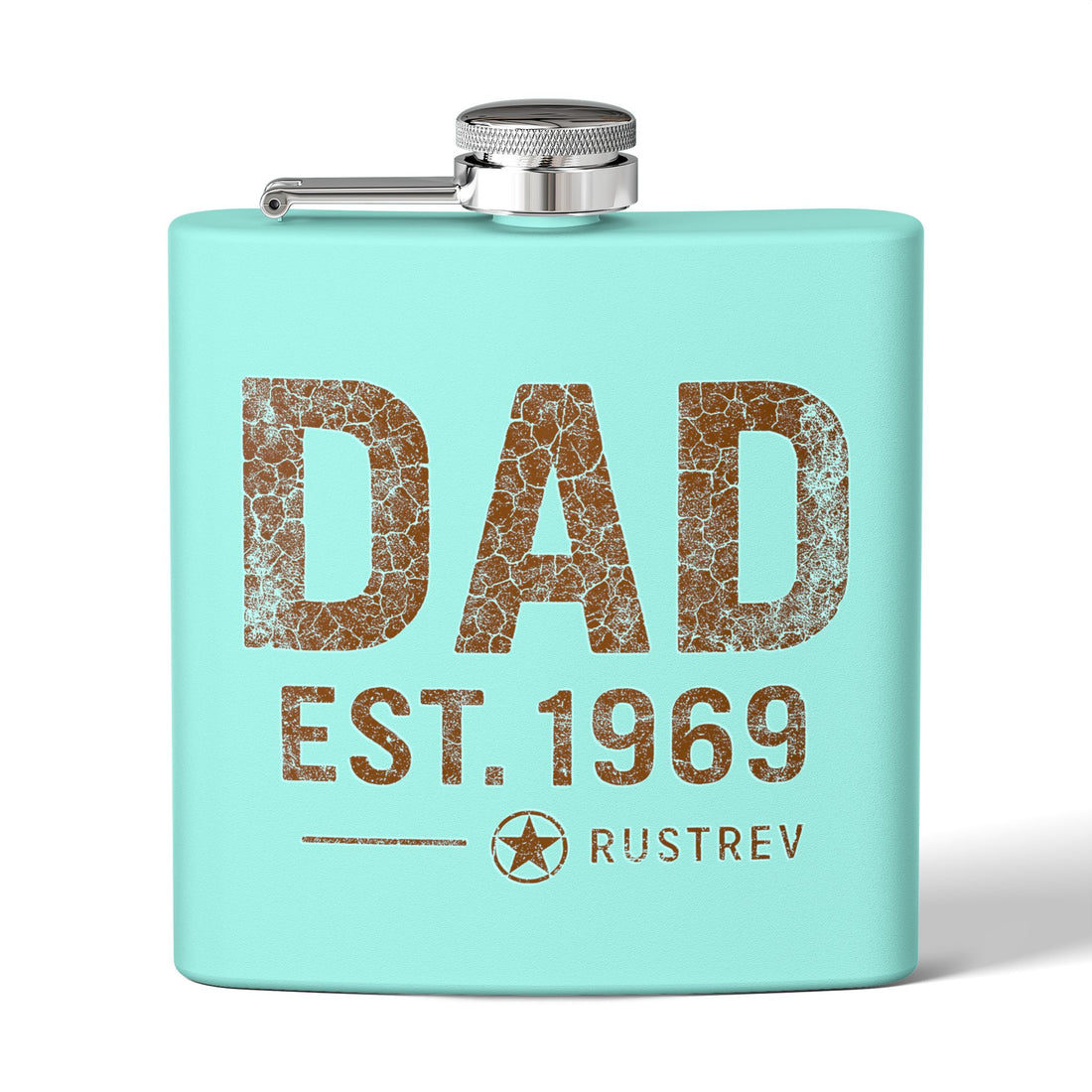 Dad & Son Stainless Steel Flask - Built With Dad 6oz - Perfect Gift for Father's Day