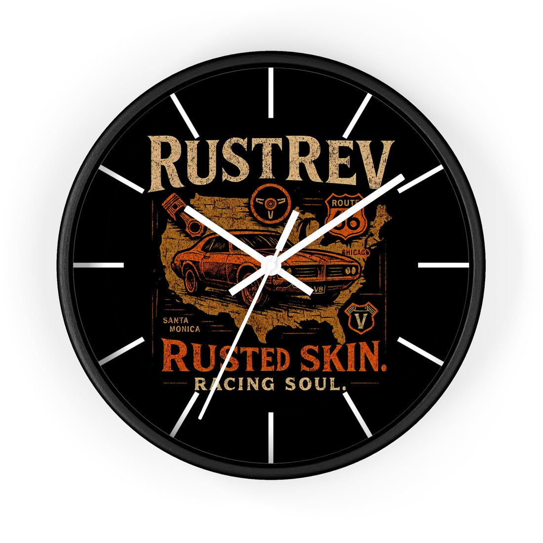 Rustic Racing Soul Wall Clock - Vintage Car Design, Perfect for Auto Enthusiasts