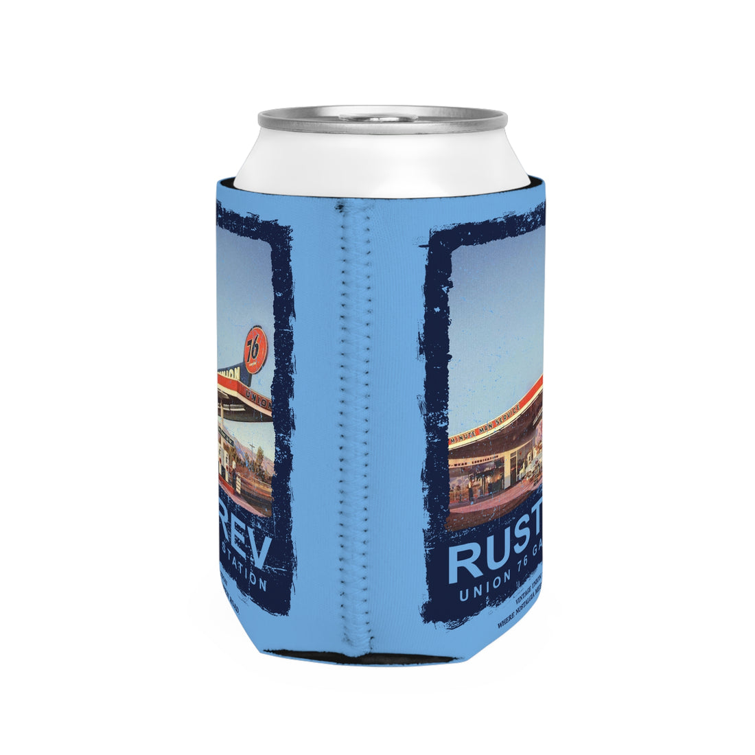 Vintage Union 76 Gas Station Can Cooler Sleeve - Retro Beverage Insulator for Road Trip Lovers