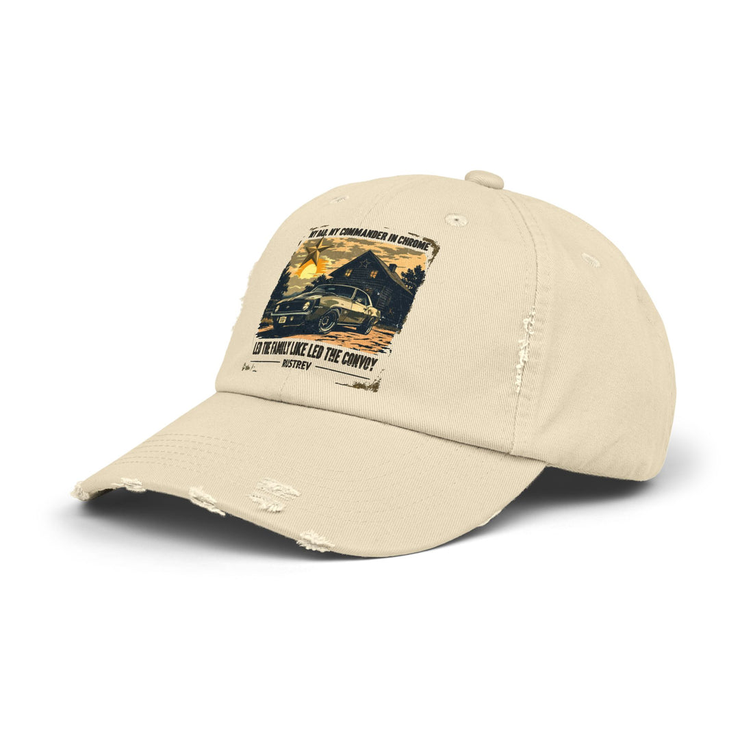 Vintage-Inspired Distressed Cap - 'Led the Family Like Led the Convoy' - Unisex Statement Hat