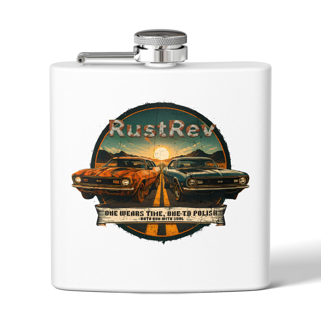 Vintage Car Stainless Steel Flask - RustRev Design, 6oz