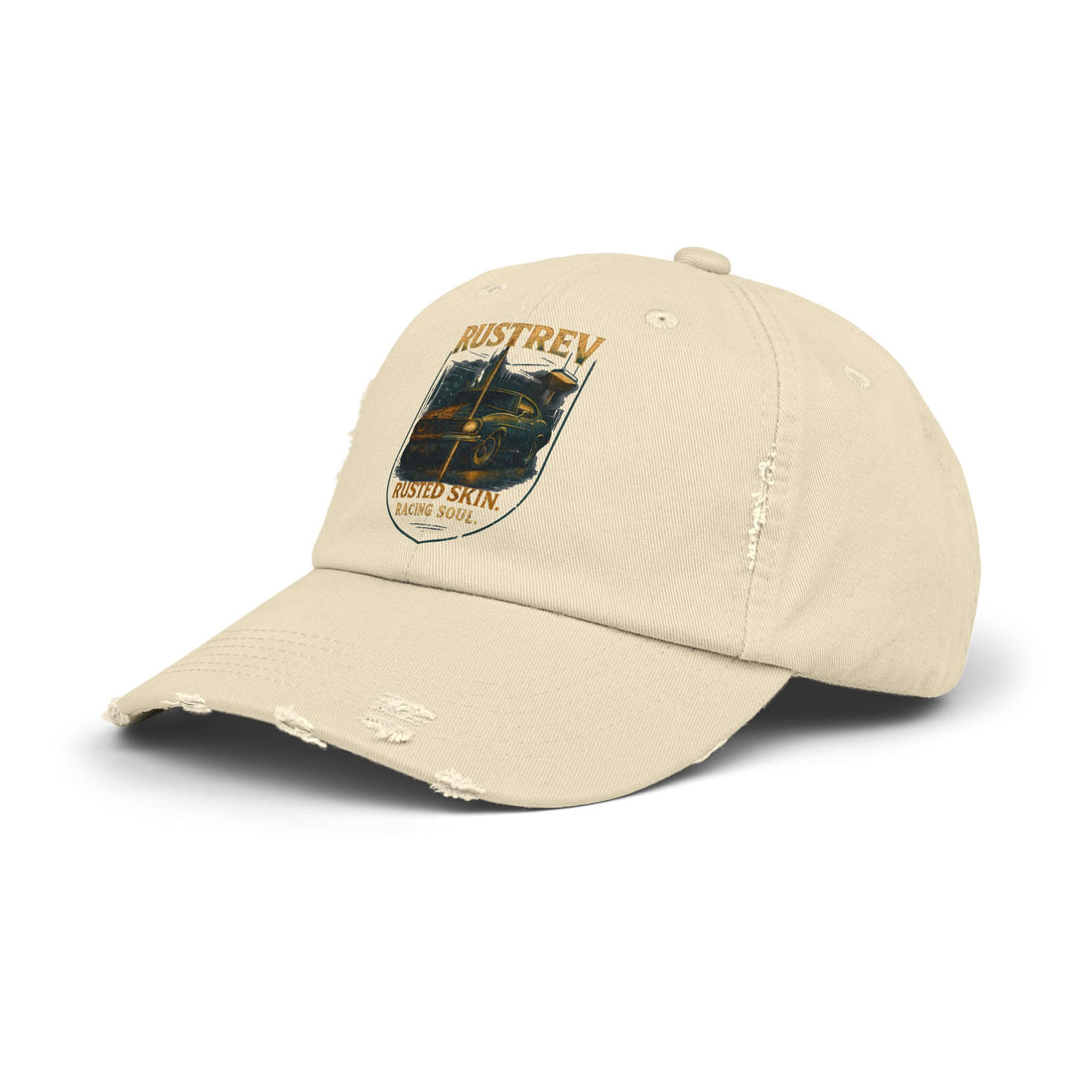 Vintage Style Unisex Distressed Cap - 'Rustrev: The Legend Returns'