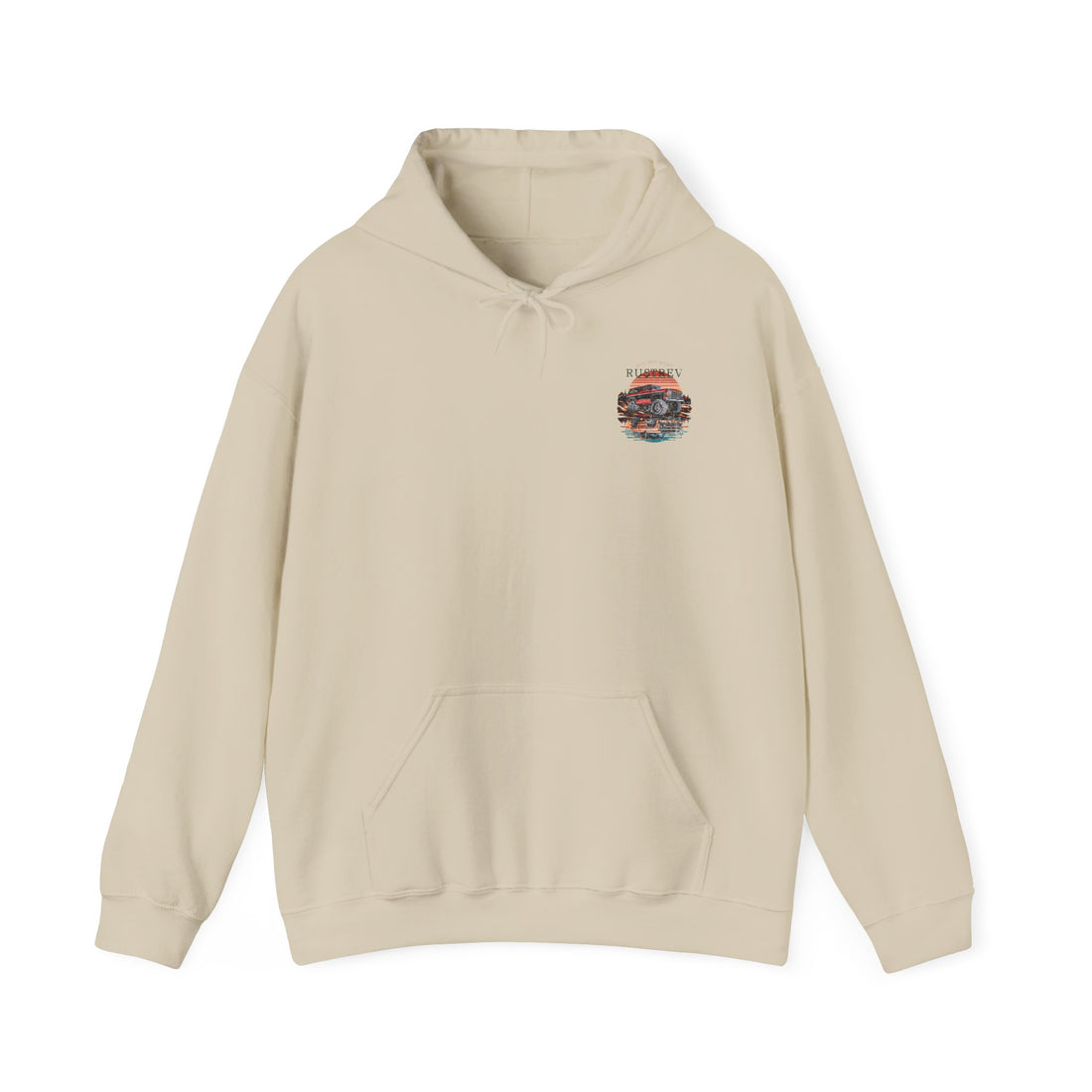 Adventure Awaits Hoodie - Unisex Heavy Blend™ with Vintage Jeep Design