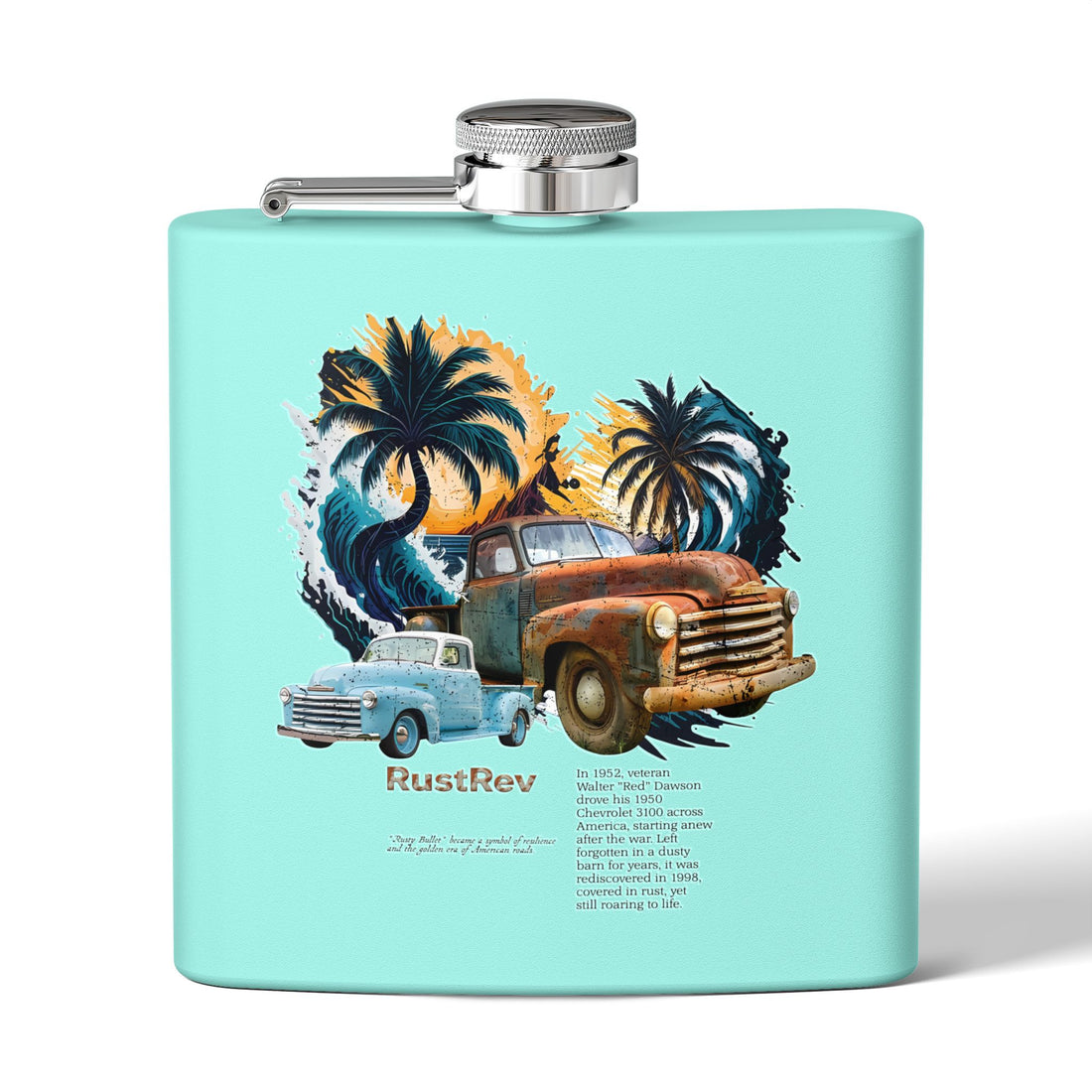 Coastal Vintage Ride Flask - 6oz Stainless Steel
