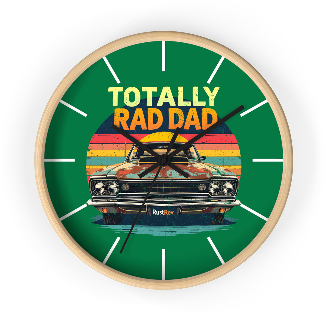 Totally Rad Dad Wall Clock – Retro Vintage Car Design, Perfect Gift for Father's Day