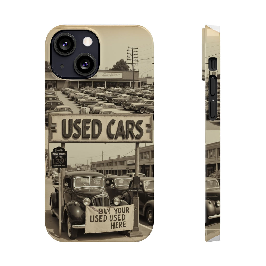Vintage Car Dealership Slim Phone Case - Classic Auto Enthusiast Accessory