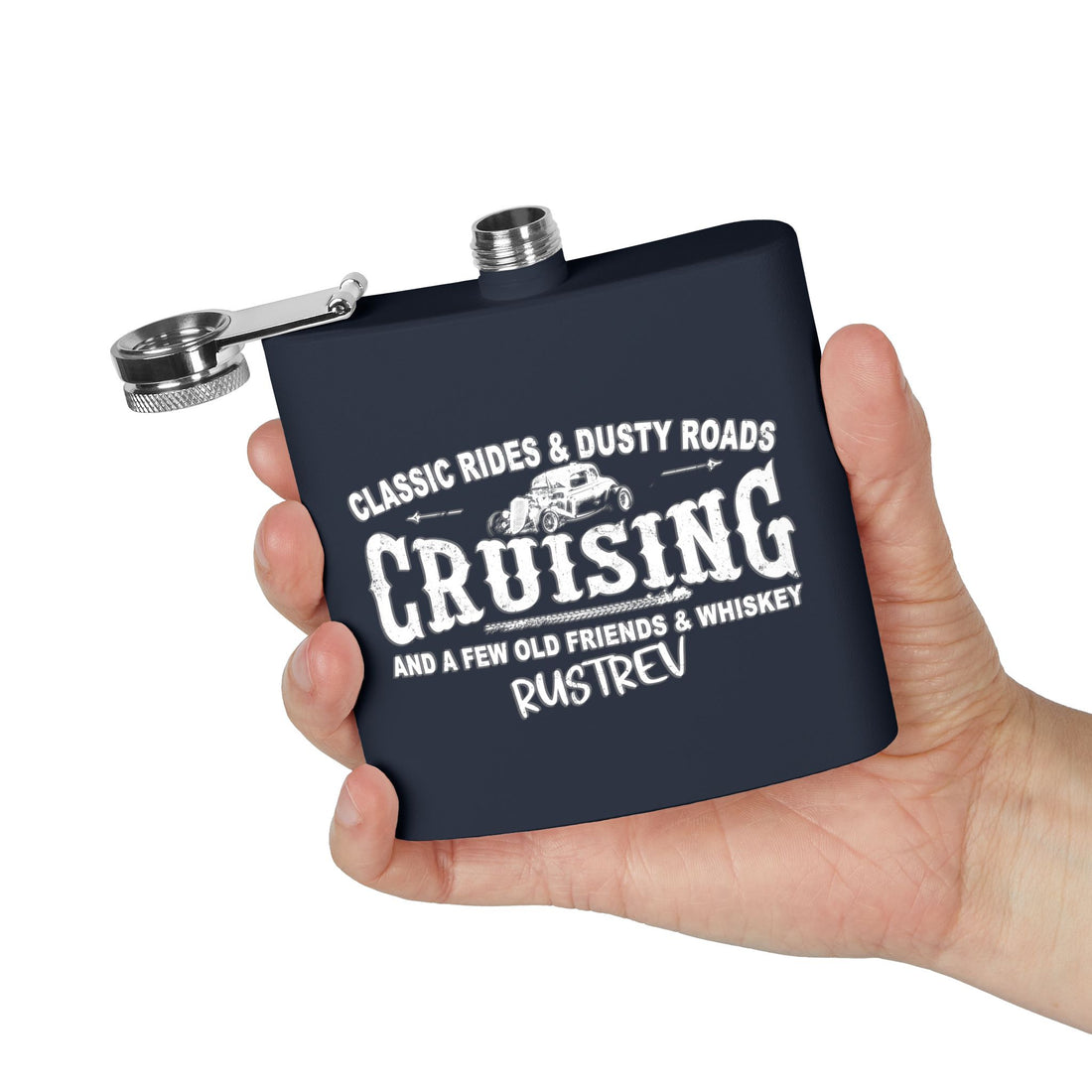 Cruising Stainless Steel Flask - 6oz Classic Rides and Whiskey