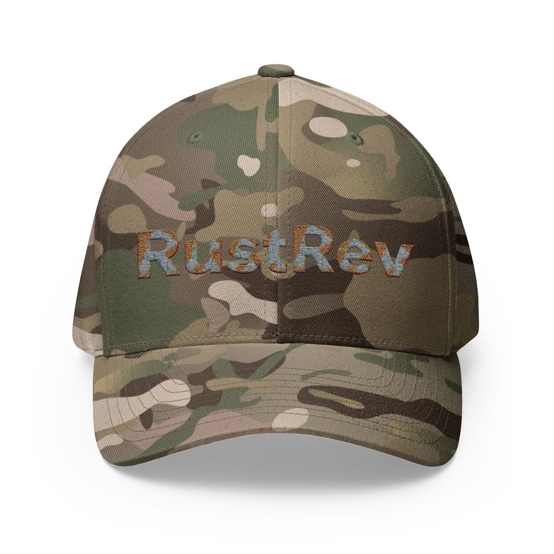 RustRev Camo Cap - Stylish Closed-Back Structured Hat for Outdoor Enthusiasts